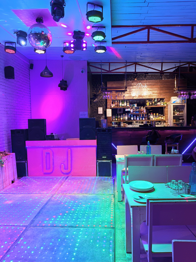 DJ Dance Floor at Pinkcafe Bar & Restaurant in Tapovan, Rishikesh